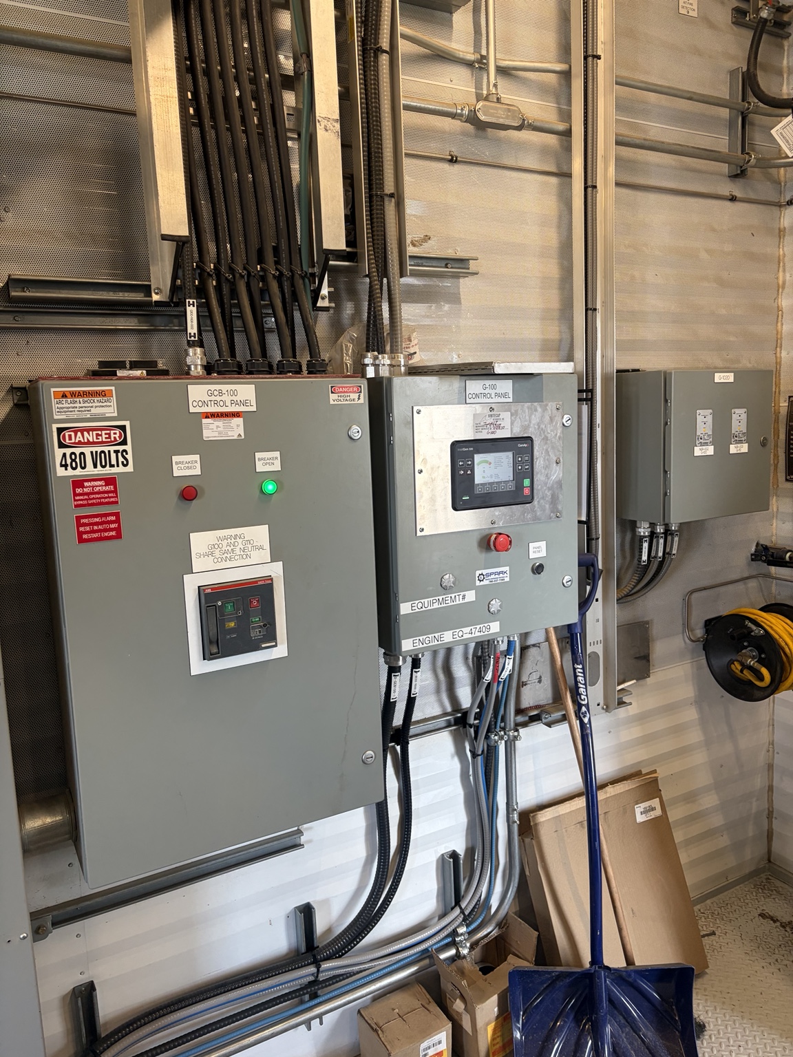 Generator control panel and breaker enclosure