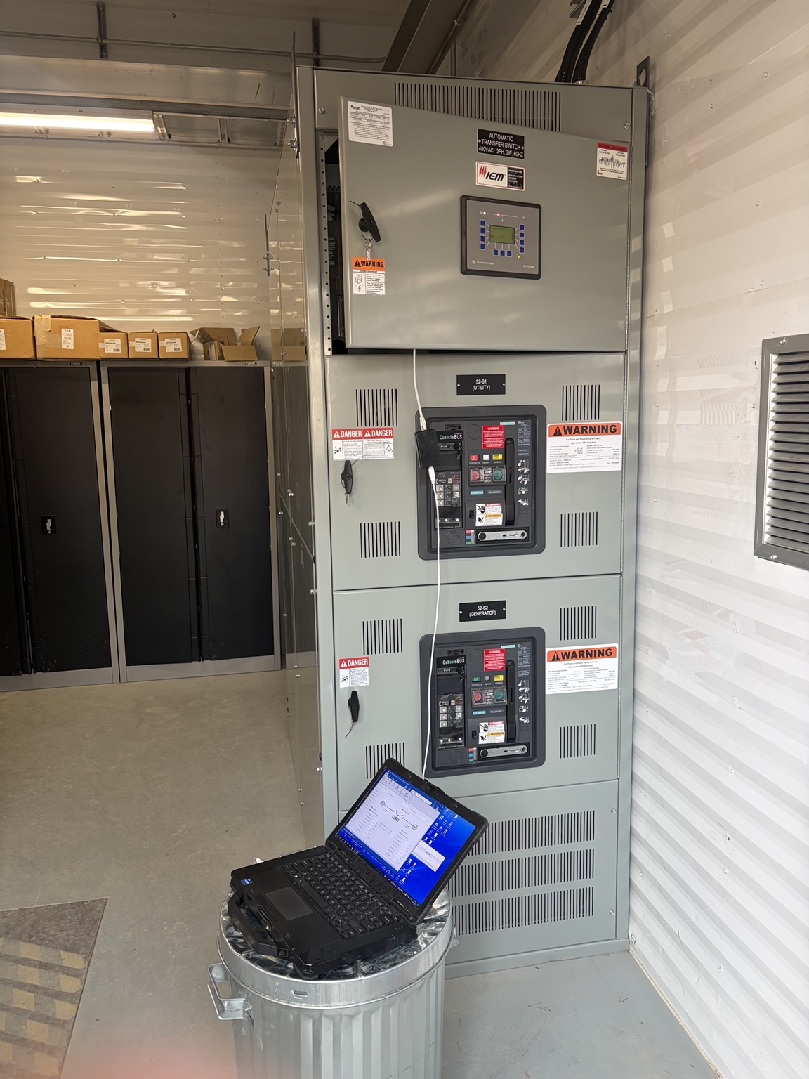 Automatic transfer switch controls with utility and generator breakers